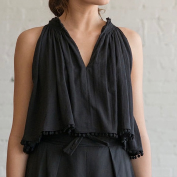 APIECE APART OLIVERA RUFFLE SLEEVELESS TOP BLACK SZ 8 - Picture 2 of 8